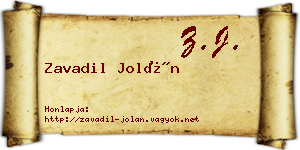 Zavadil Jolán névjegykártya